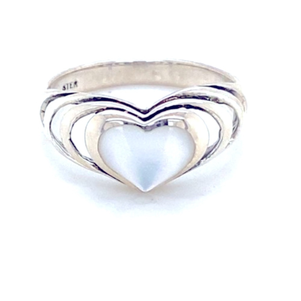 Kabana 925 heart inlay ‎ ring size 7 mother of pearl